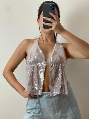 Top Paillettes Lilla